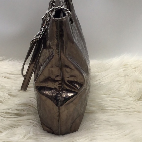 Michael Kors Metallic Bronze Monogram Print Shoulder Bag - Picture 4 of 11